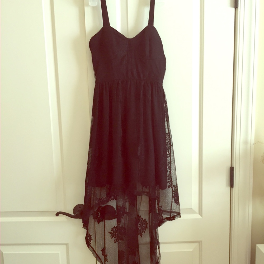 Fun black floral-meshed dress with corset top